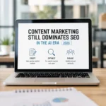 Content marketing and SEO on laptop screen